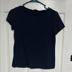 Talbots Navy Lace Sleeve Tee